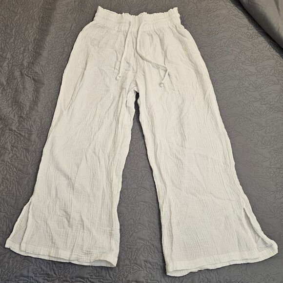 Dooney & Bourke Pants - 4OUR DREAMERS Womens White Cropped Capri Pants Drawstring Cotton Nylon Size M